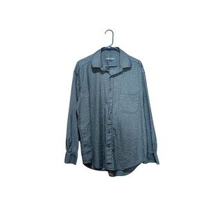 Johnston & Murphy Shirt Black,Grey Textured Button Up Long Sleeve Mens Size L